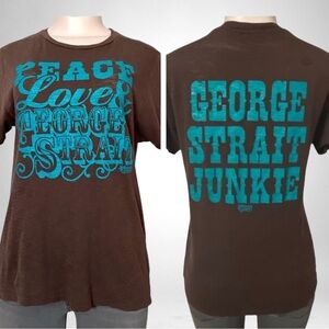Wildflower Couture Peace Love George Strait TShirt Brown/Turquoise SZ S